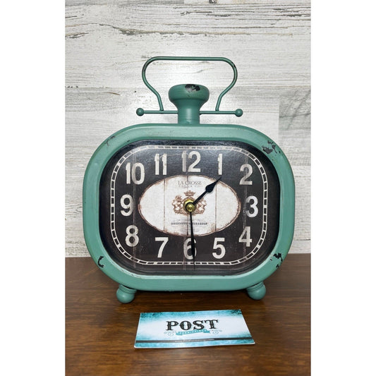 Teal Distressed Metal Clock