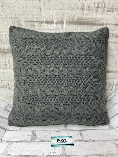 Gray Cable Knit Pillow