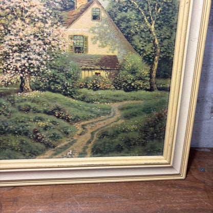 Vintage Cottage House Framed Painting