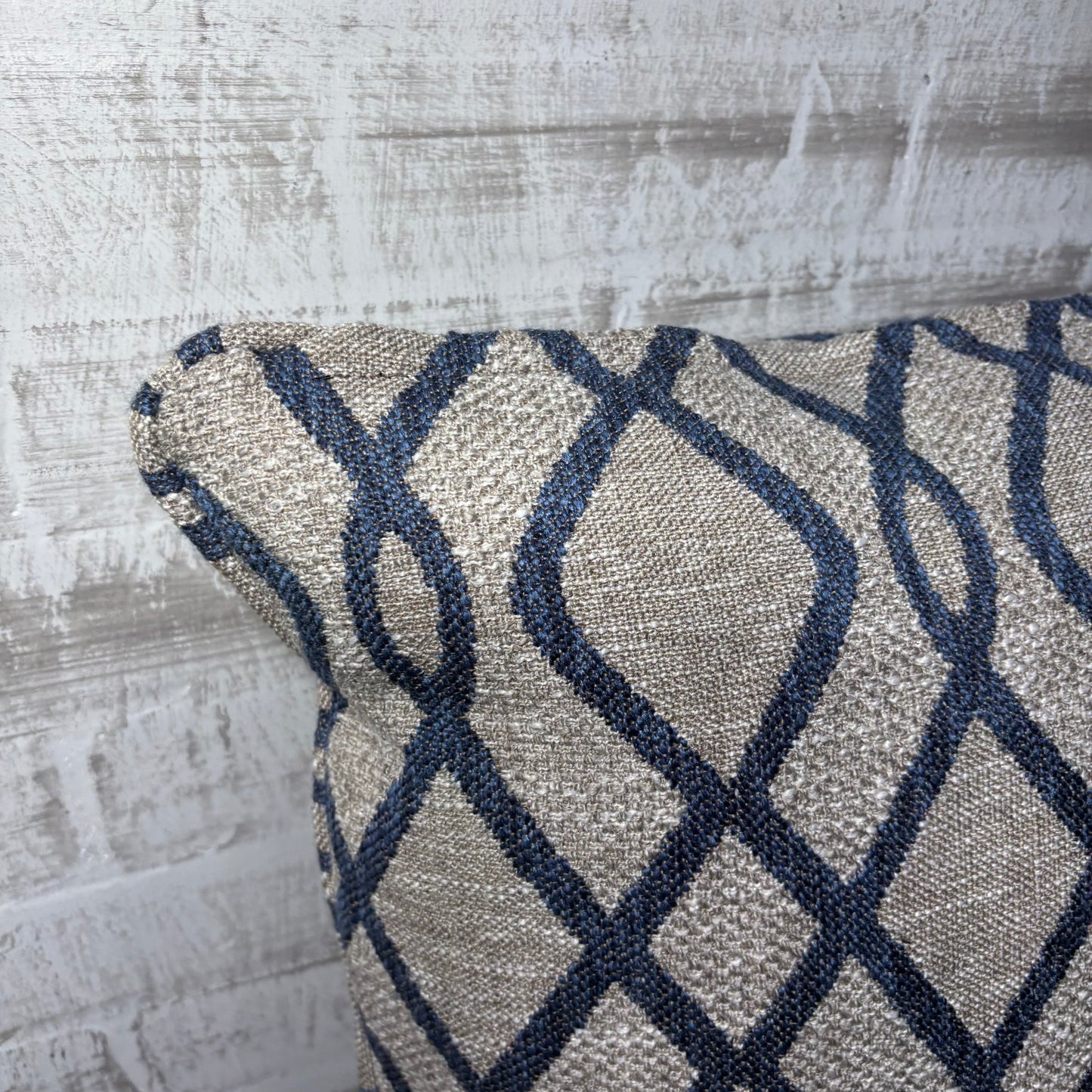 Gray Navy Blue Geometric Throw Pillow