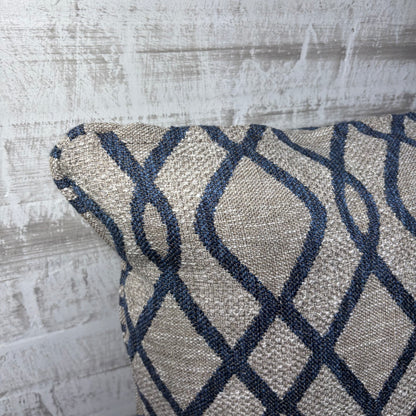 Gray Navy Blue Geometric Throw Pillow