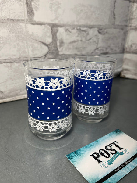 Libbey Blue Polka Dot Juice Glass Set Of Two