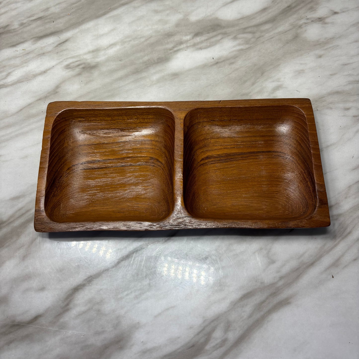 Vintage Teak Wood Double Tray