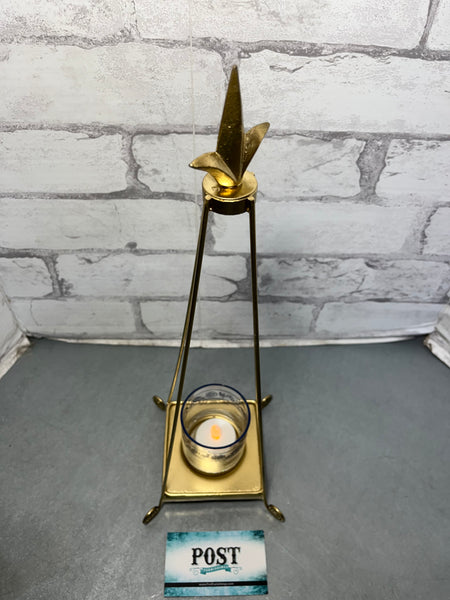 Gold Metal Glass Candle Holder