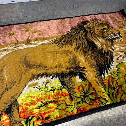 Vintage Italian Velvet Lion Tapestry