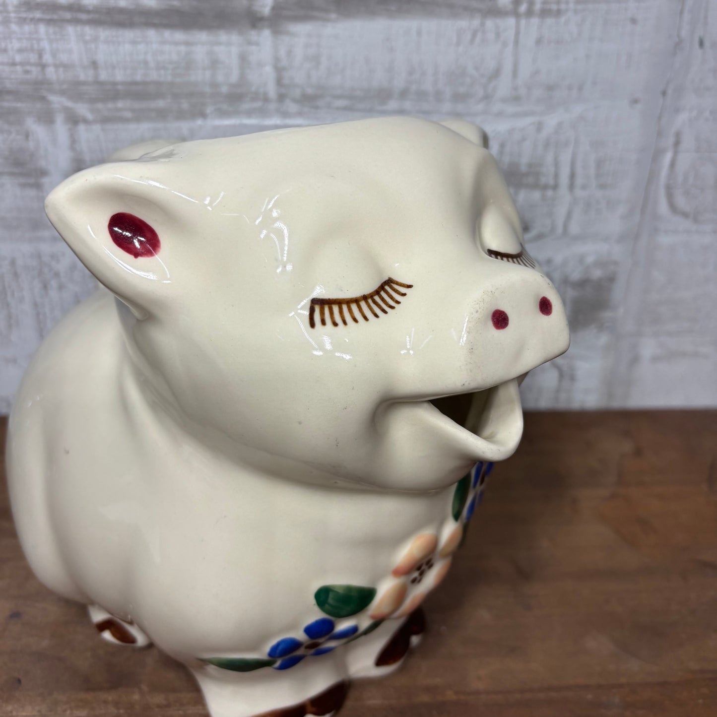 Vintage Smiley Shawnee Pig Ceramic Pitcher
