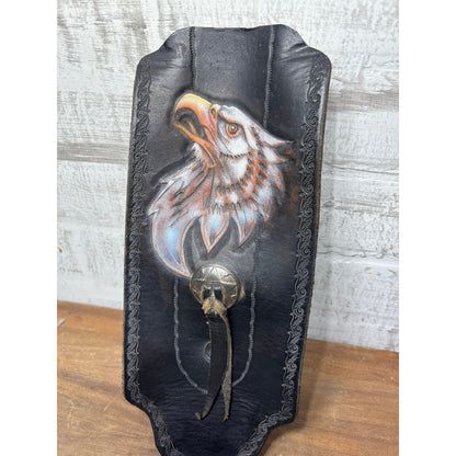 Motorcycle Fender Bib Handmade Leather w/ Eagle