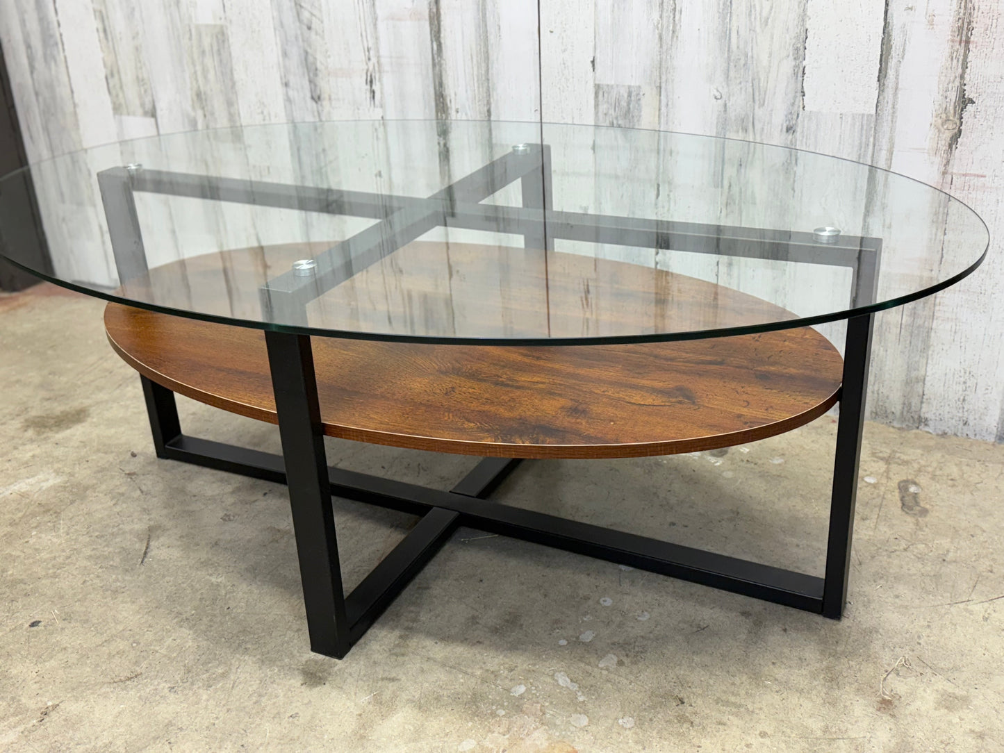 Oval Glass Top Coffee Table