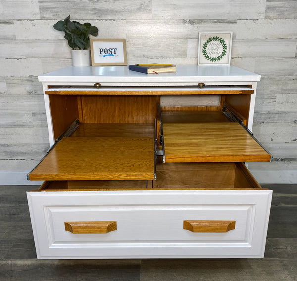 White File Cabinet W/ Printer Tray