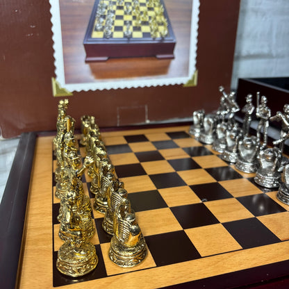 Vintage Merkury Gaming Baseball Chess Set with Wooden Storage Box