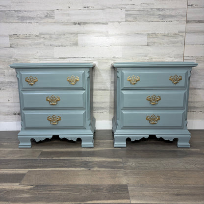 Set Of 2 Blue Gray Nightstands