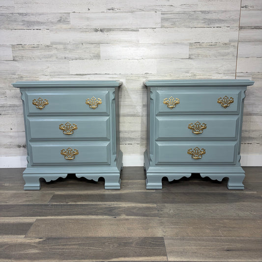 Set Of 2 Blue Gray Nightstands