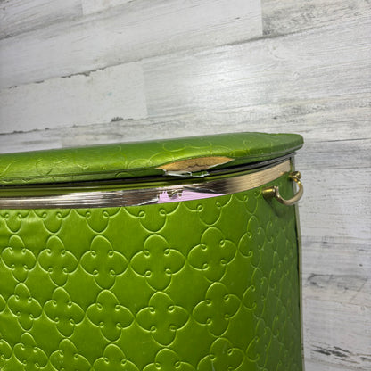 Vintage Green Vinyl Quilted Hamper