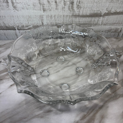 Vintage Fostoria Glass Etched Footed Serving Bowl