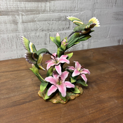 Andrea’s Flowers Pink Lillies W/ Hummingbirds Statue