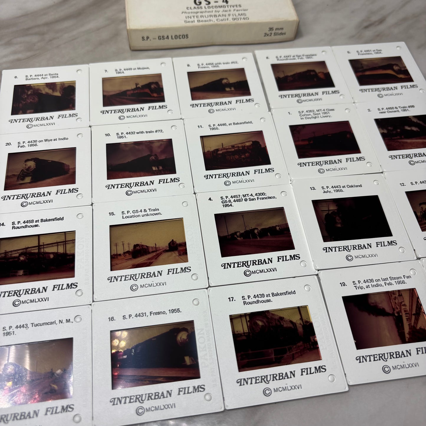 Vintage Boxed Set of 20 35mm “Southern Pacific” Interurban Film Slides