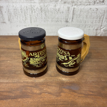 Vintage Amber Glass Arizona Souvenir Salt & Pepper Shakers