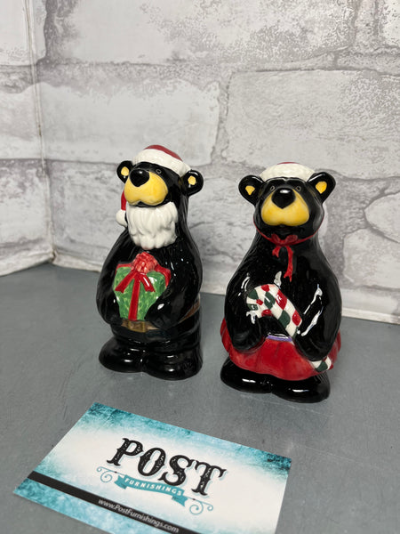 Christmas Black Bear Salt & Pepper Shakers