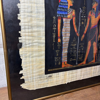 Eygpt Papyrus Painting Framed In Gold Frame