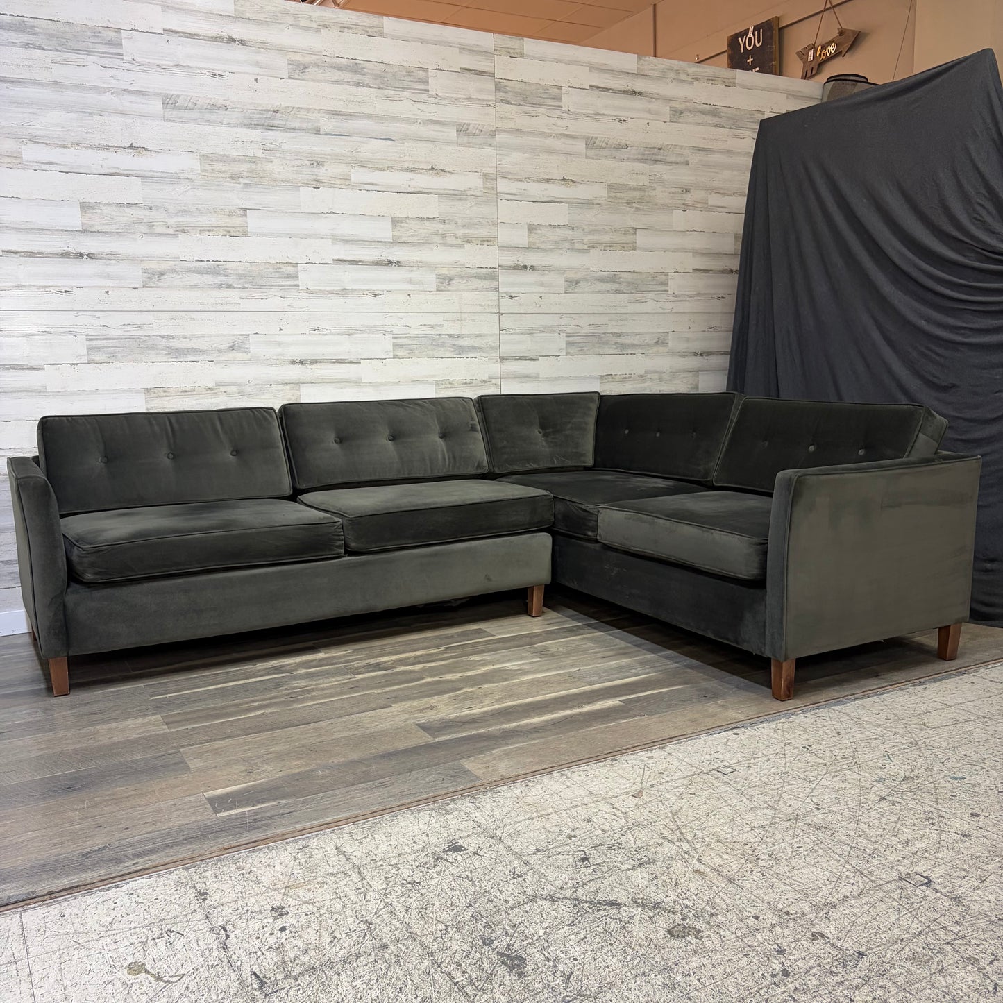Dark Green 2pc Sectional Modern Couch