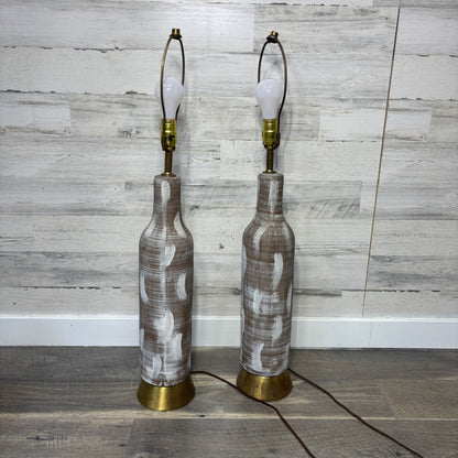 Vintage Design Technics Influenced Bottle Style Textured Lamp Set