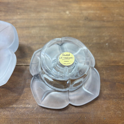 Vintage J.G. Durand France Frosted Glass Floral Candle Holders