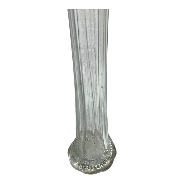 Fluted Tall Glass Mid Century Vase