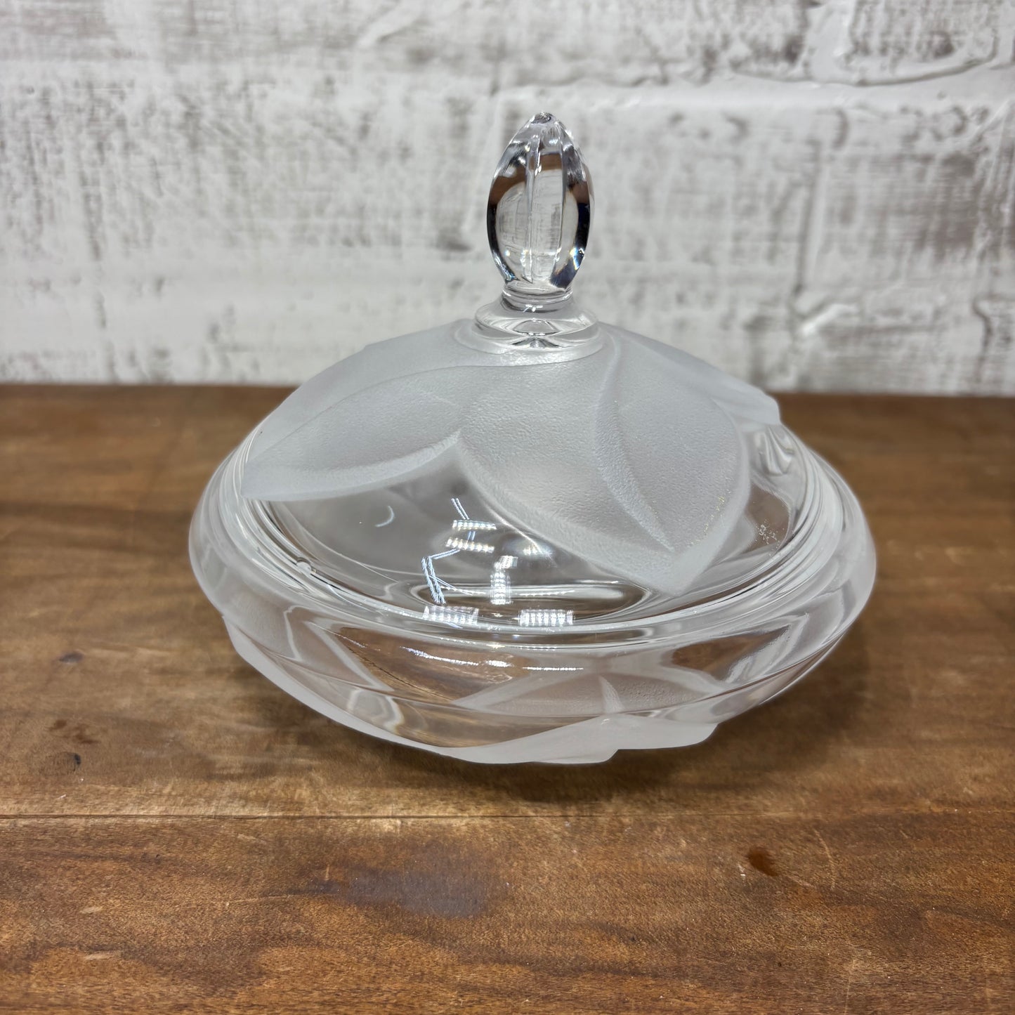 Embossed Glass Covered Candy / Trinket Dish