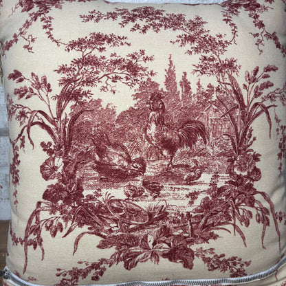Country Red Rooster Throw Pillow