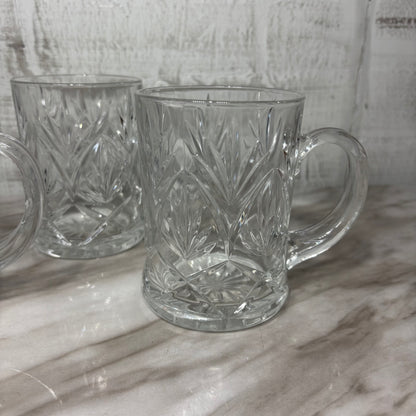 Vintage Paul Sebastian Clear Glass Mugs with Starburst Design
