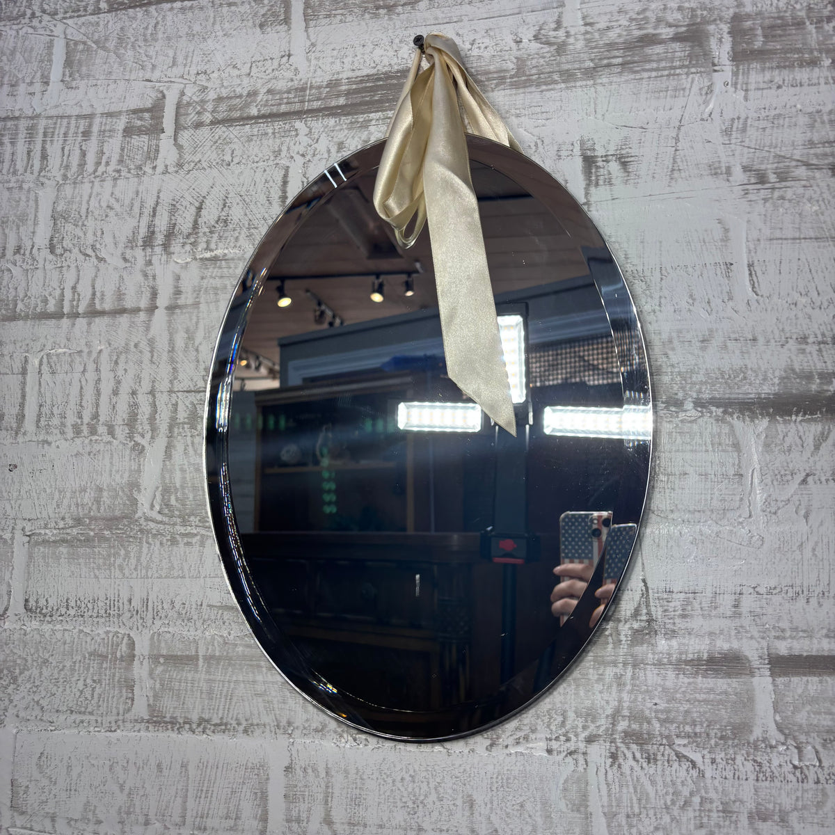 Oval Frameless Hanging Mirror
