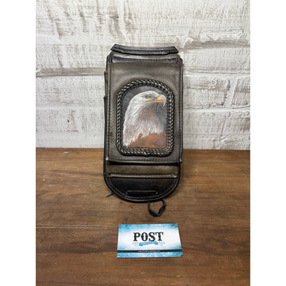 Motorcycle Fender Bib Handmade Leather w/ Eagle