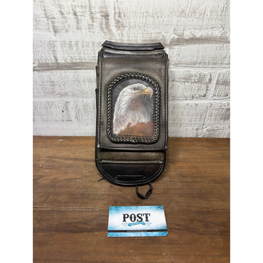 Motorcycle Fender Bib Handmade Leather w/ Eagle