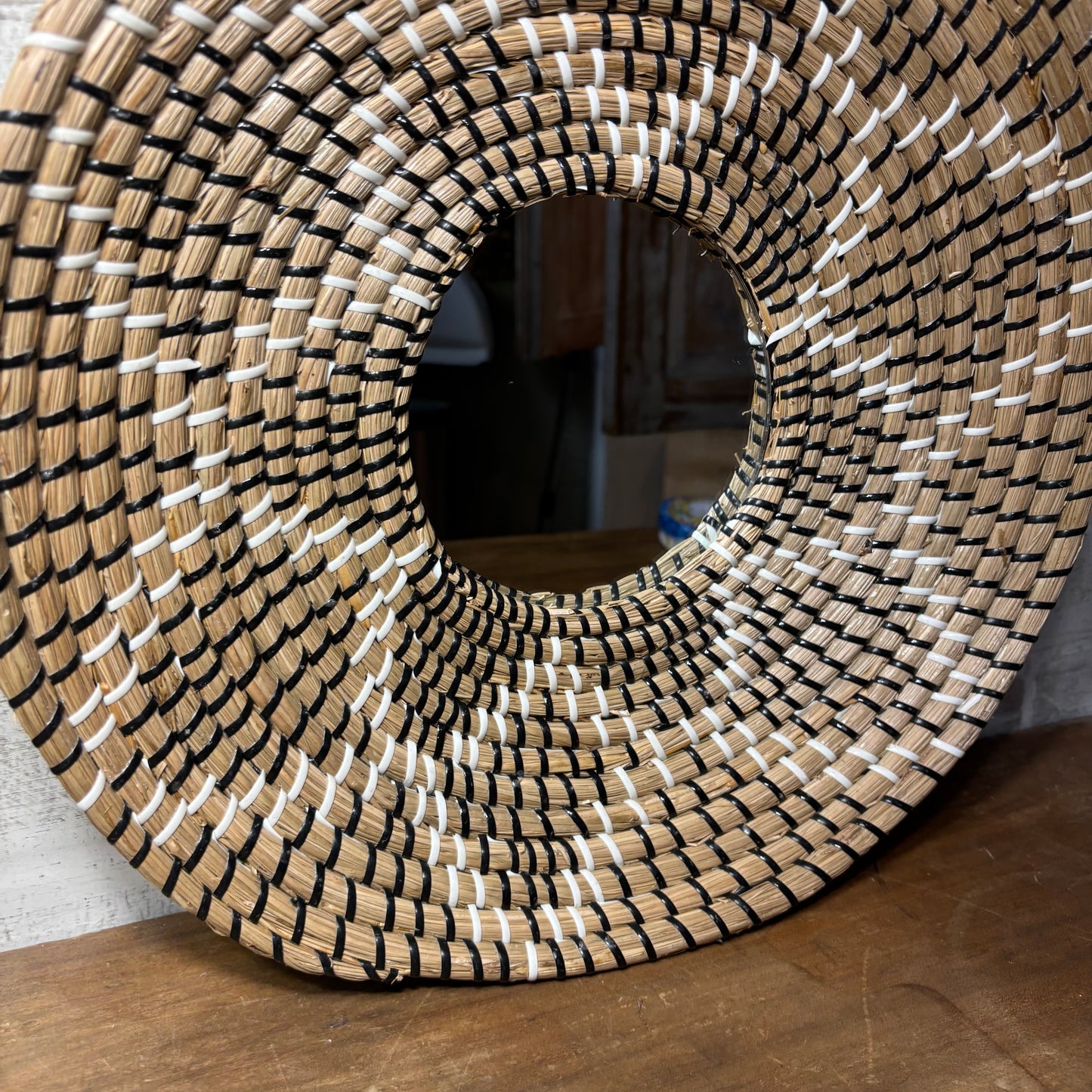 Boho Woven Circular Mirror
