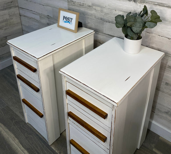 Tall Vintage White Nightstands Set Of 2