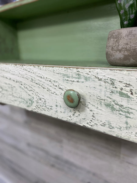 Green Rustic Wood Hanging Shelf