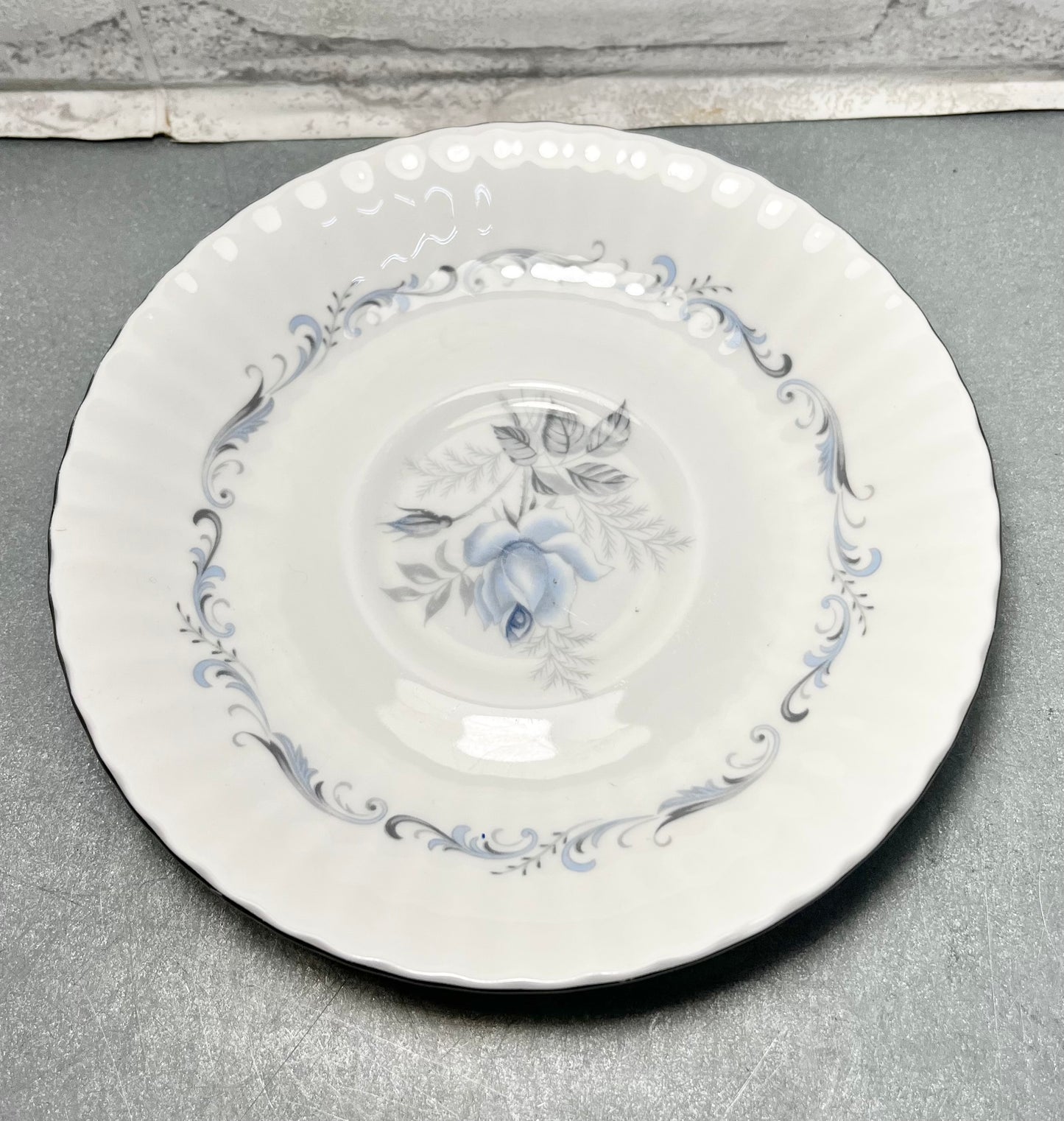 Vintage Paragon “Morning Rose” Silver Rim Dinner Dish Set Of 7