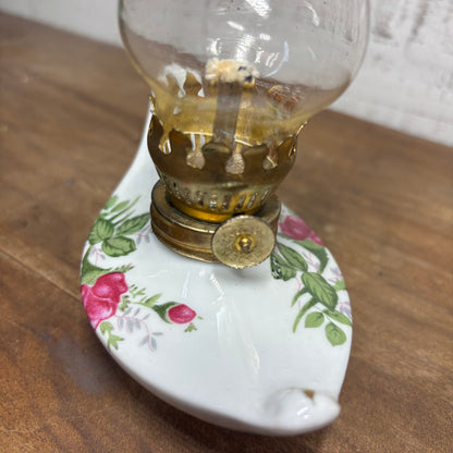 Vintage Porcelain Miniature Aladdin Style Oil Lamp