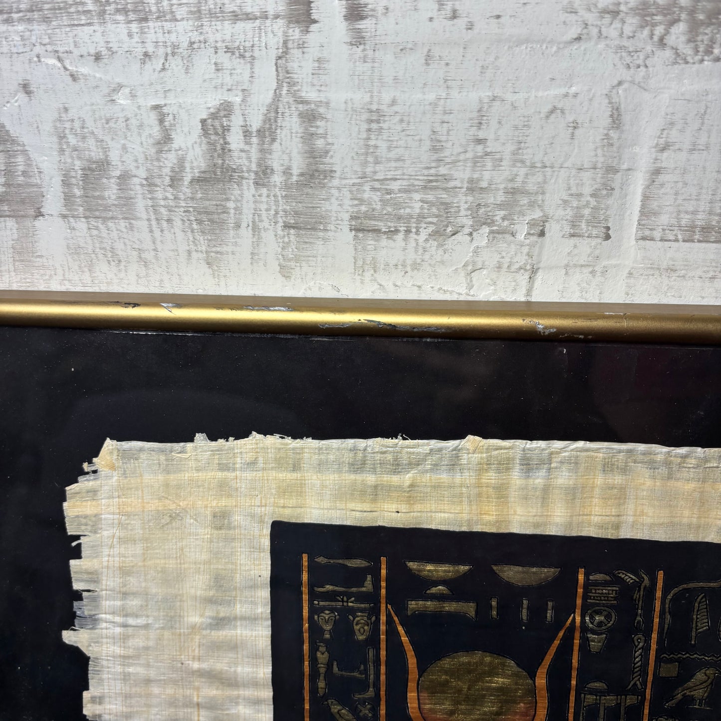 Eygpt Papyrus Painting Framed In Gold Frame
