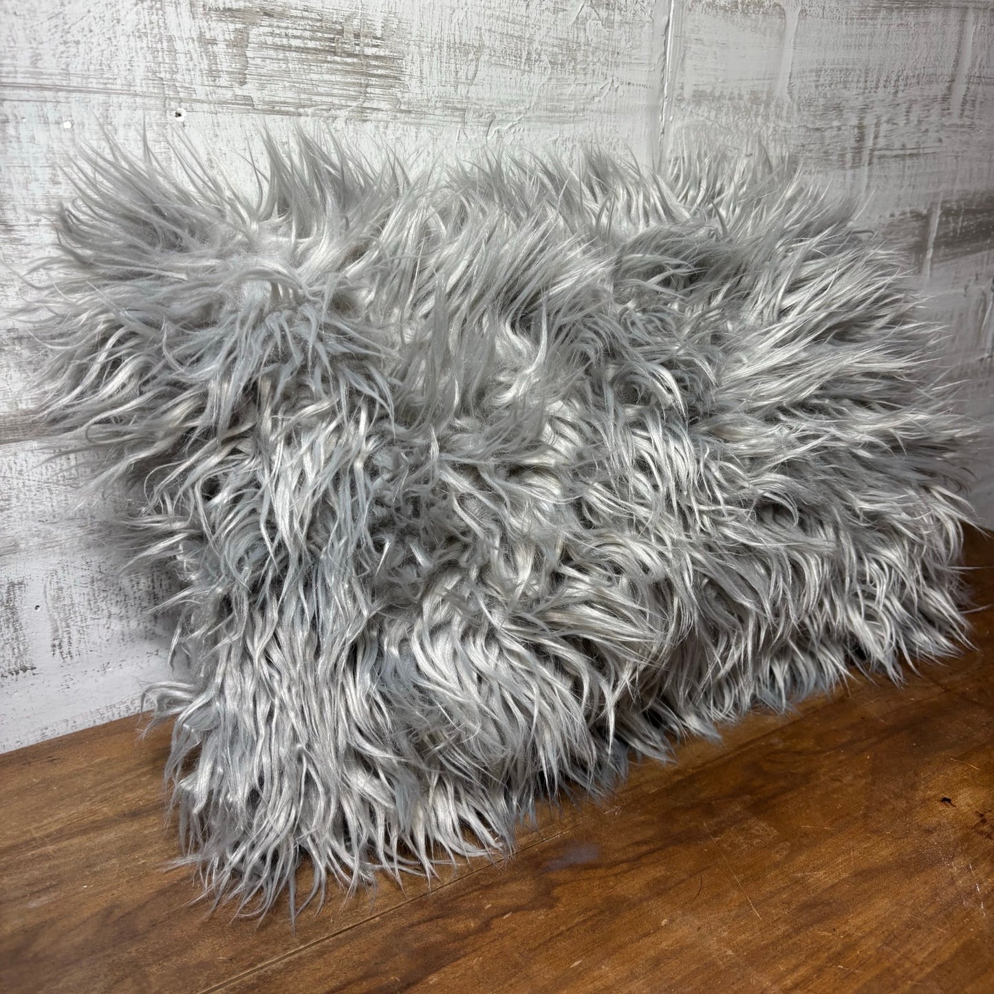 Faux Fur Gray Lumbar Pillow
