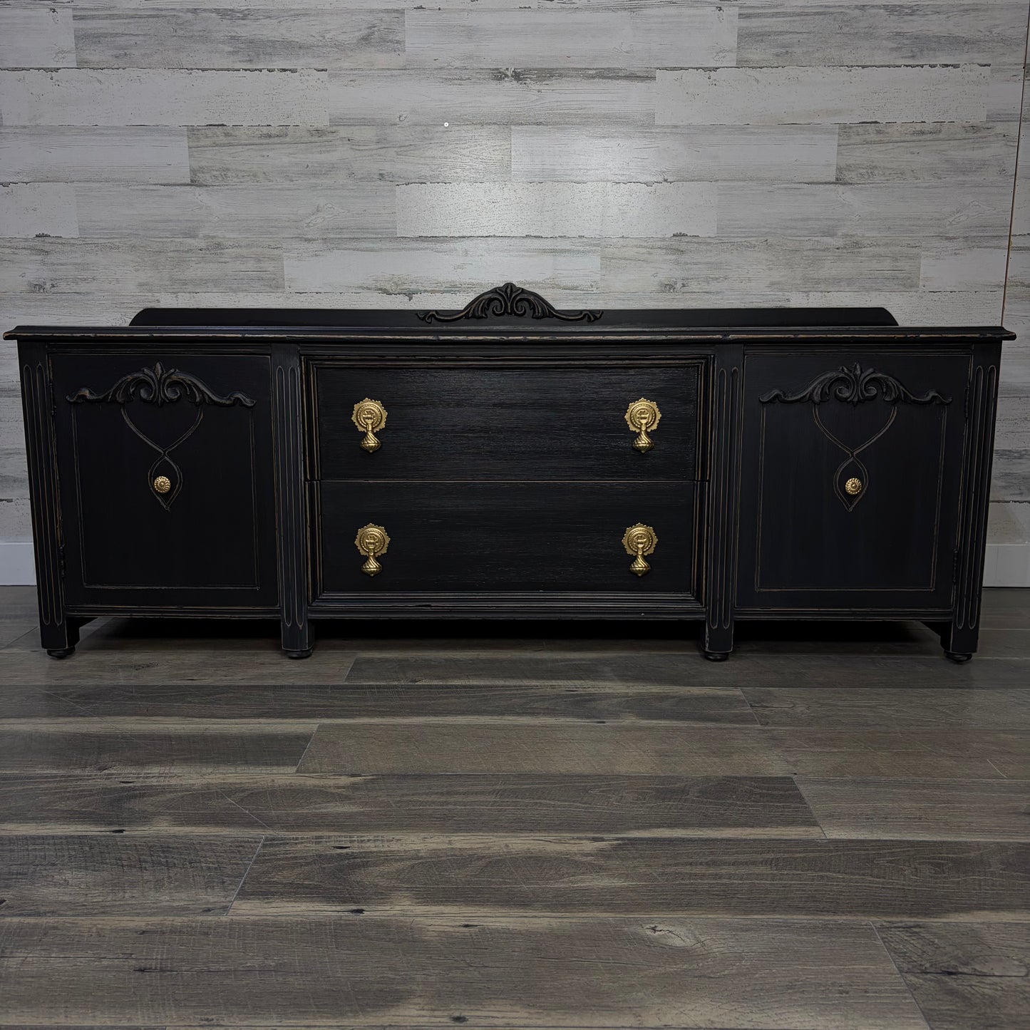Low Antique Black Buffet