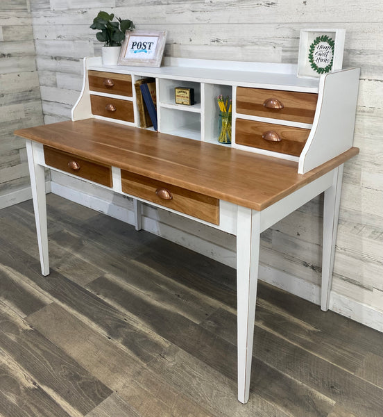 White & Natural Wood Desk