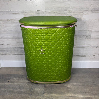 Vintage Green Vinyl Quilted Hamper
