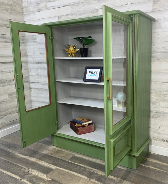 Antique Green Cabinet Hutch