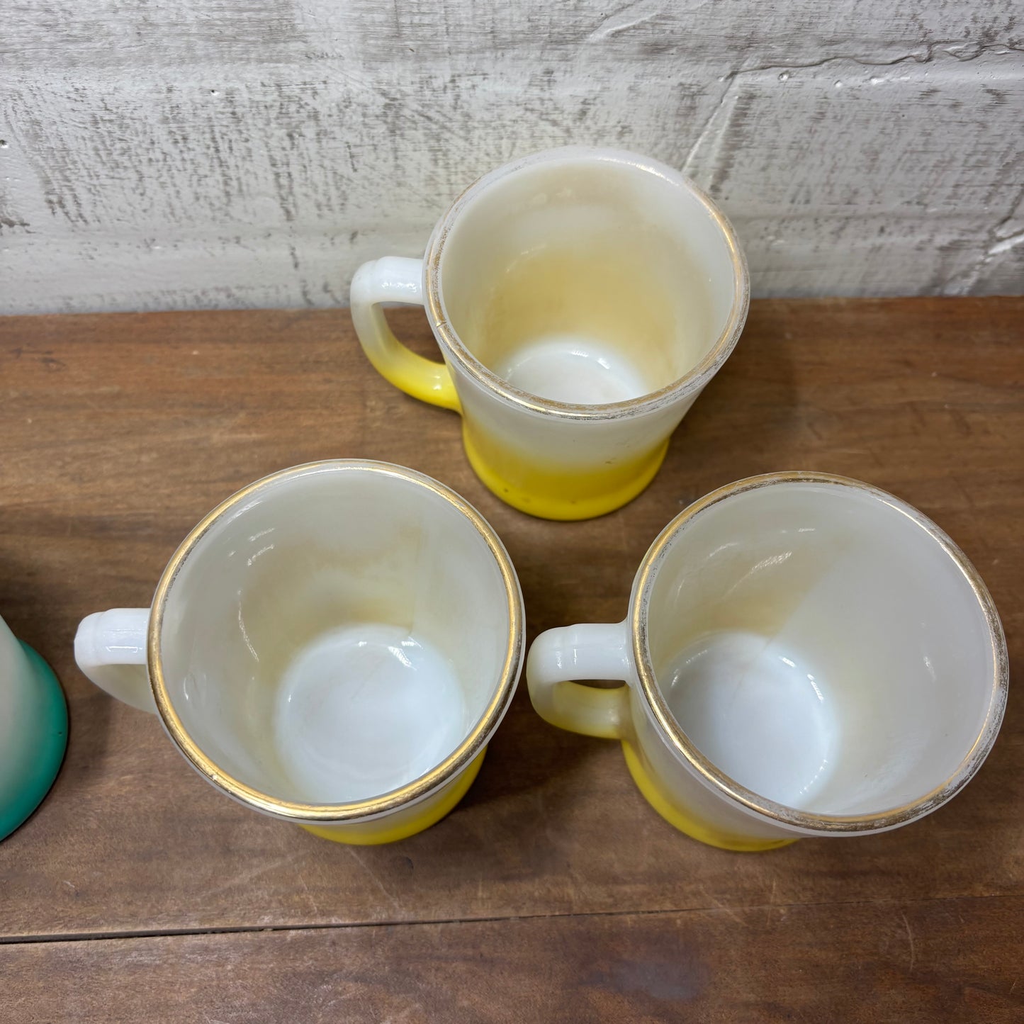 Vintage Fire King Milk Glass Ombre Anchor Hocking Mugs Set Of 4