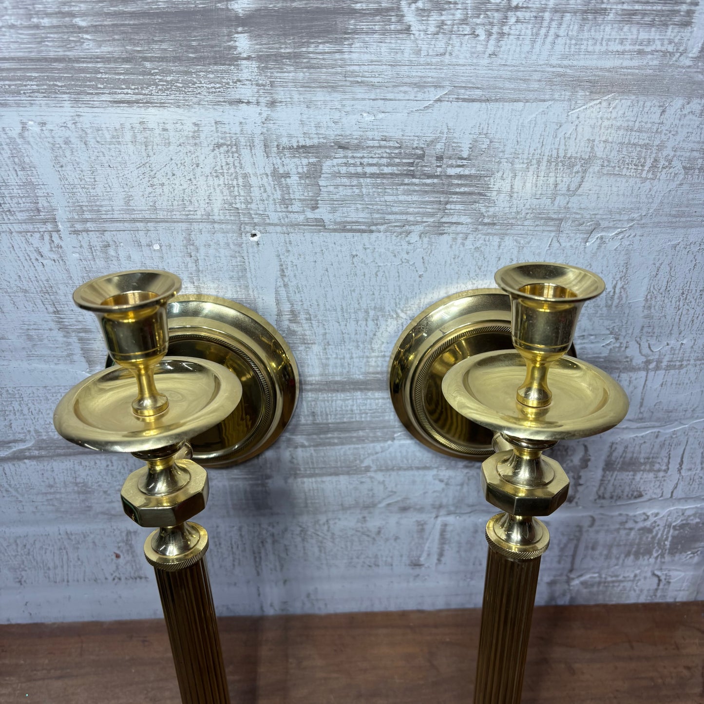 Vintage Brass Wall Sconce Candle Holders