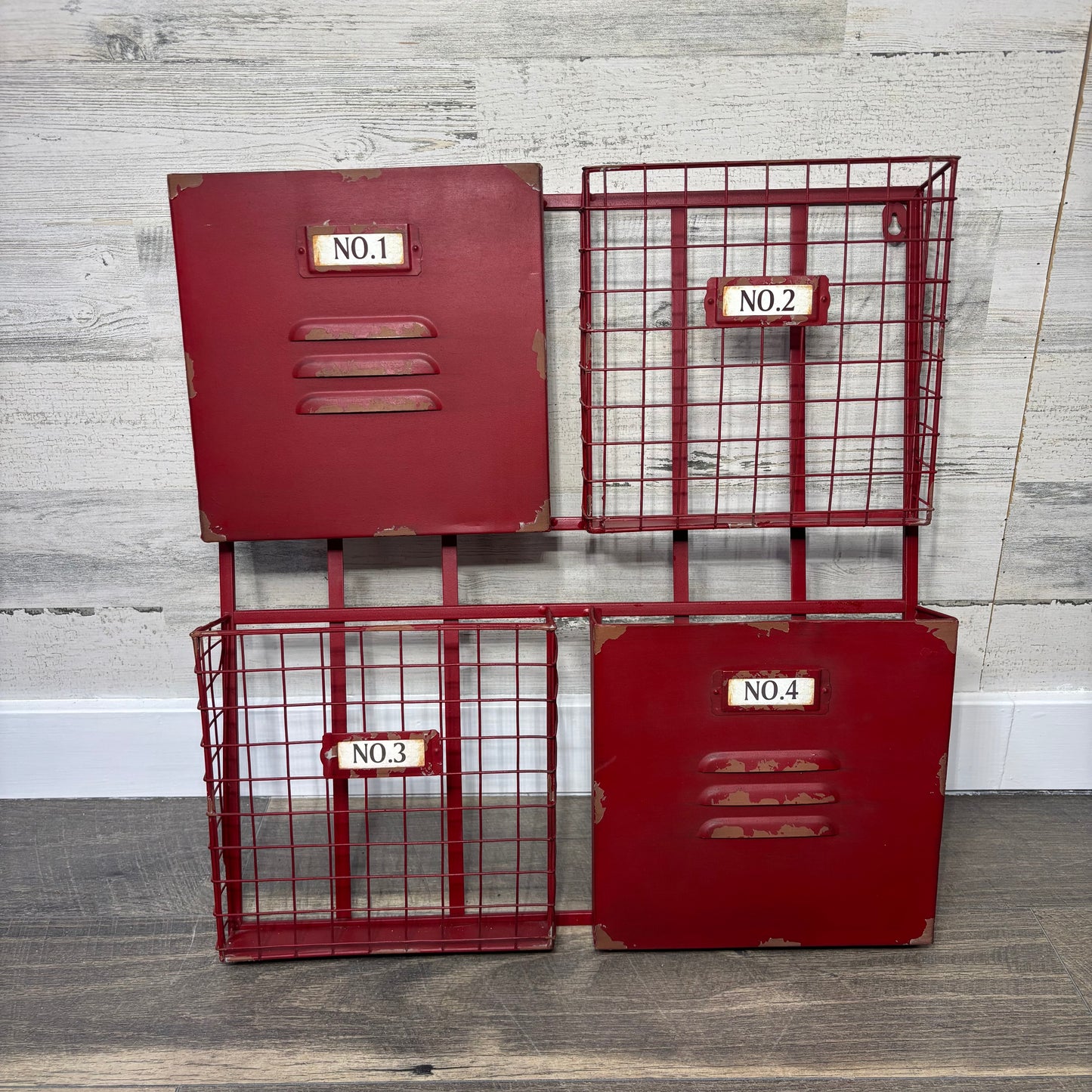 Industrial Red 4 Wall Pockets