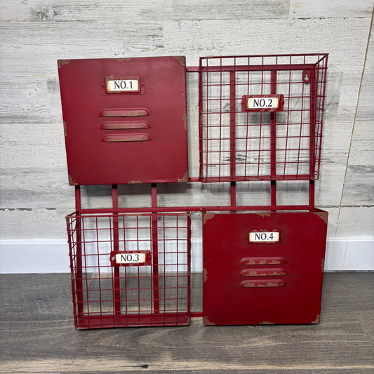Industrial Red 4 Wall Pockets