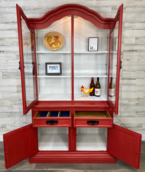 Farmhouse Red China Hutch