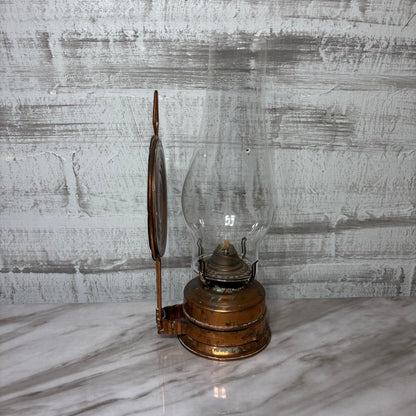 Vintage Copper Hurricane Style Kerosene Oil Lamp